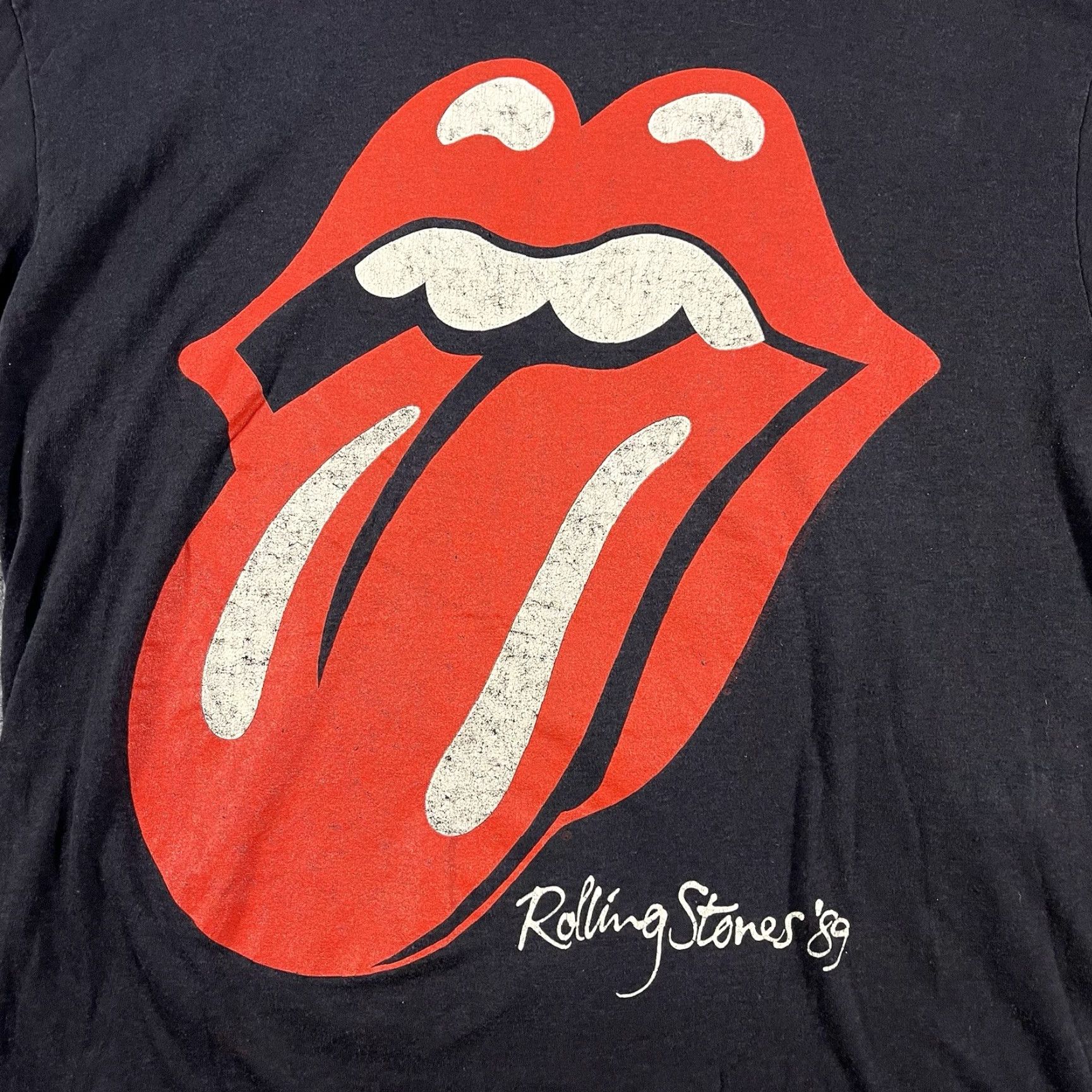 Vintage VINTAGE Rolling Stones T-Shirt 1989 Steel Wheels Tour Mens XL Black 80s Concert US Men XD Size US XL / EU 56 / 4 - 2 Thumbnail