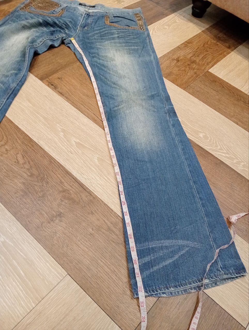 Japanese Brand ROOT THREE JAPAN BLUE WASHED FLARED DENIM JEANS Size US 34 / EU 50 - 16 Thumbnail