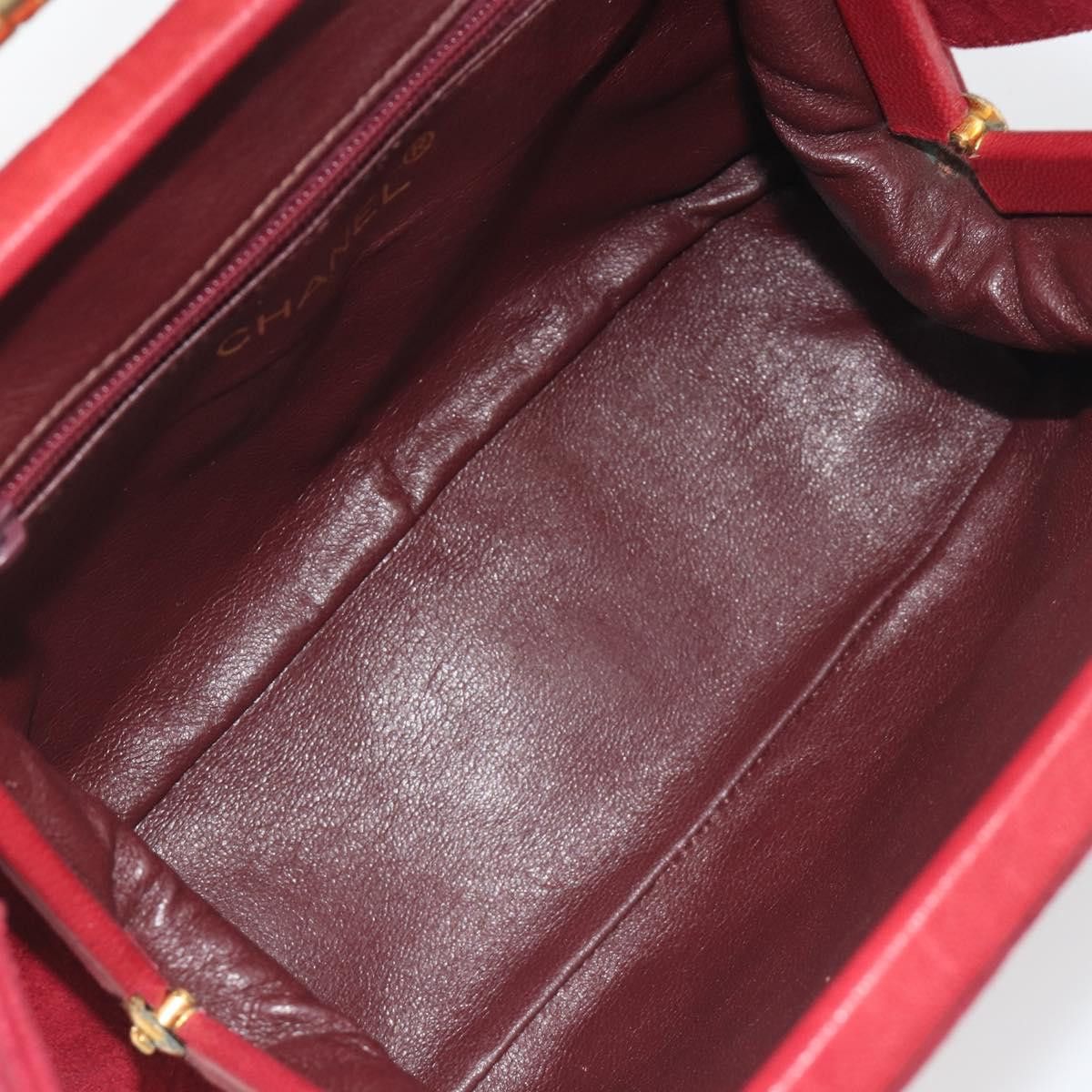 Chanel CHANEL Matelasse Hand Bag Suede Red Gold CC Auth 197450A - Size ONE SIZE - 10 Thumbnail