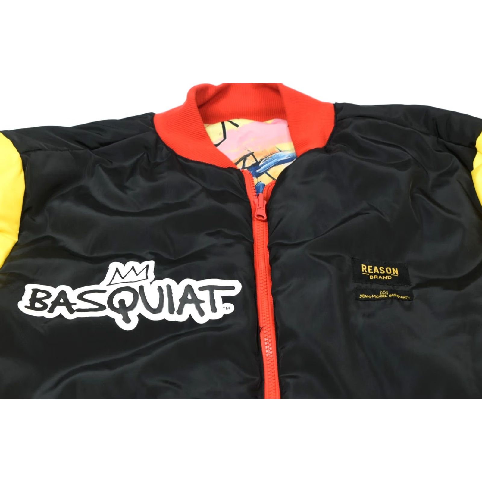 Reason Reason Jean Michel Basquiat Reversible Bomber Jacket Mens L Black Graffiti Size US 33 - 5 Thumbnail