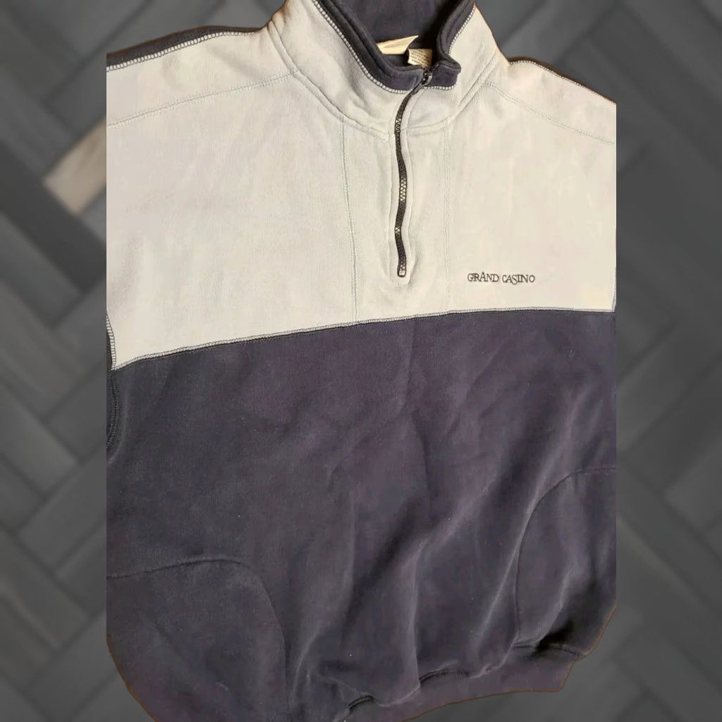 Vintage VINTAGE Grand Casino Sweatshirt 1/4 Zip Blue Men's XL Pockets Pullover Crewneck 90s Gambling Official Size US XL / EU 56 / 4 - 1 Thumbnail