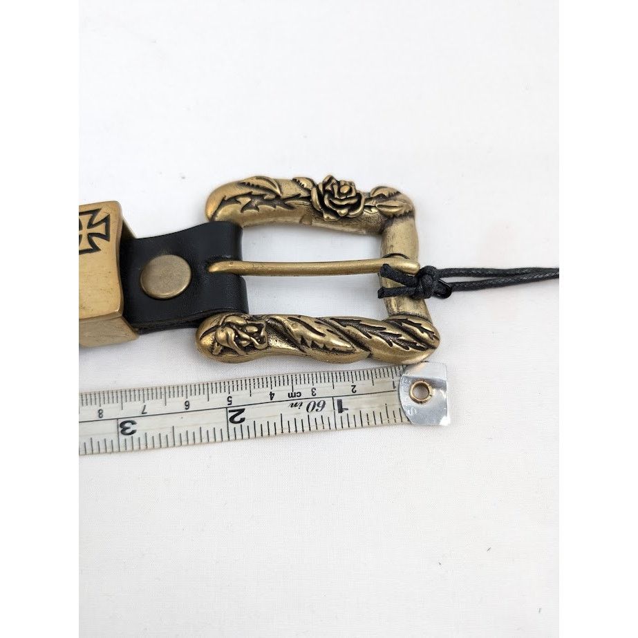 Enfants Riches Deprimes o1rshd1 Q:2 / Size:110 / Antique Brass Jesus Coin Belt Black Size 44 - 15 Thumbnail