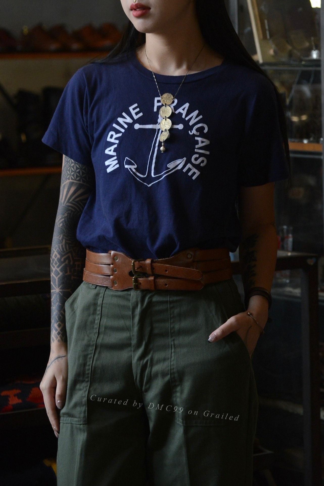 Vintage Vintage 80s-90s French Navy Tee Size M / US 6-8 / IT 42-44 - 1 Thumbnail
