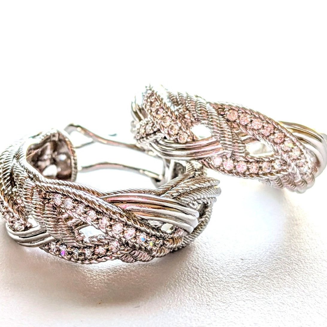 Judith Ripka Judith Ripka 925 Sterling Silver CZ Hoop Earrings 1in Size ONE SIZE - 2 Thumbnail