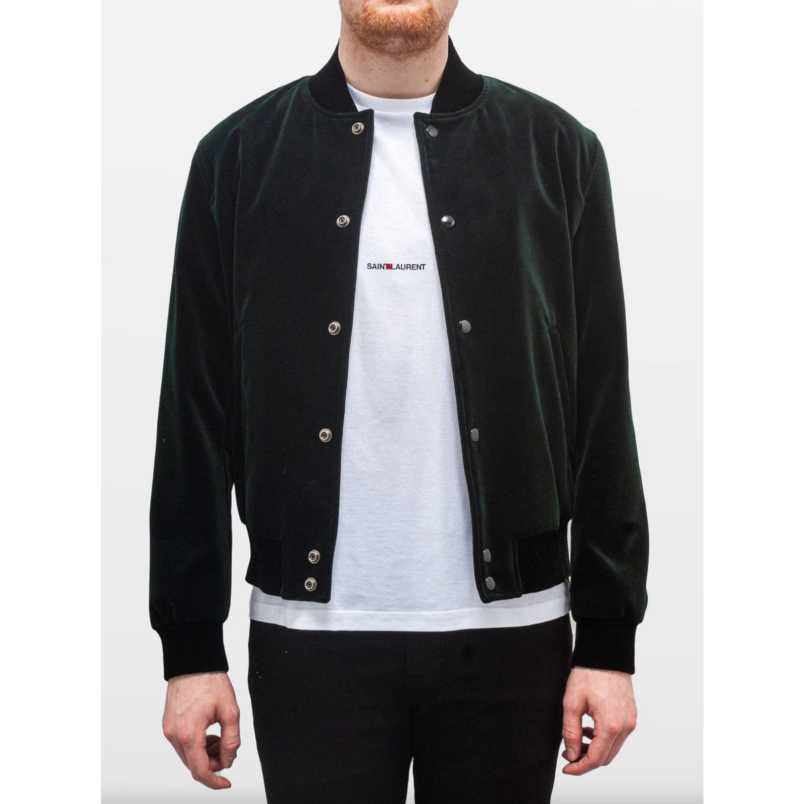 Yves Saint Laurent Saint Laurent Paris Teddy Green Velvet Bomber Jacket 54 Size US L / EU 52-54 / 3 - 3 Thumbnail