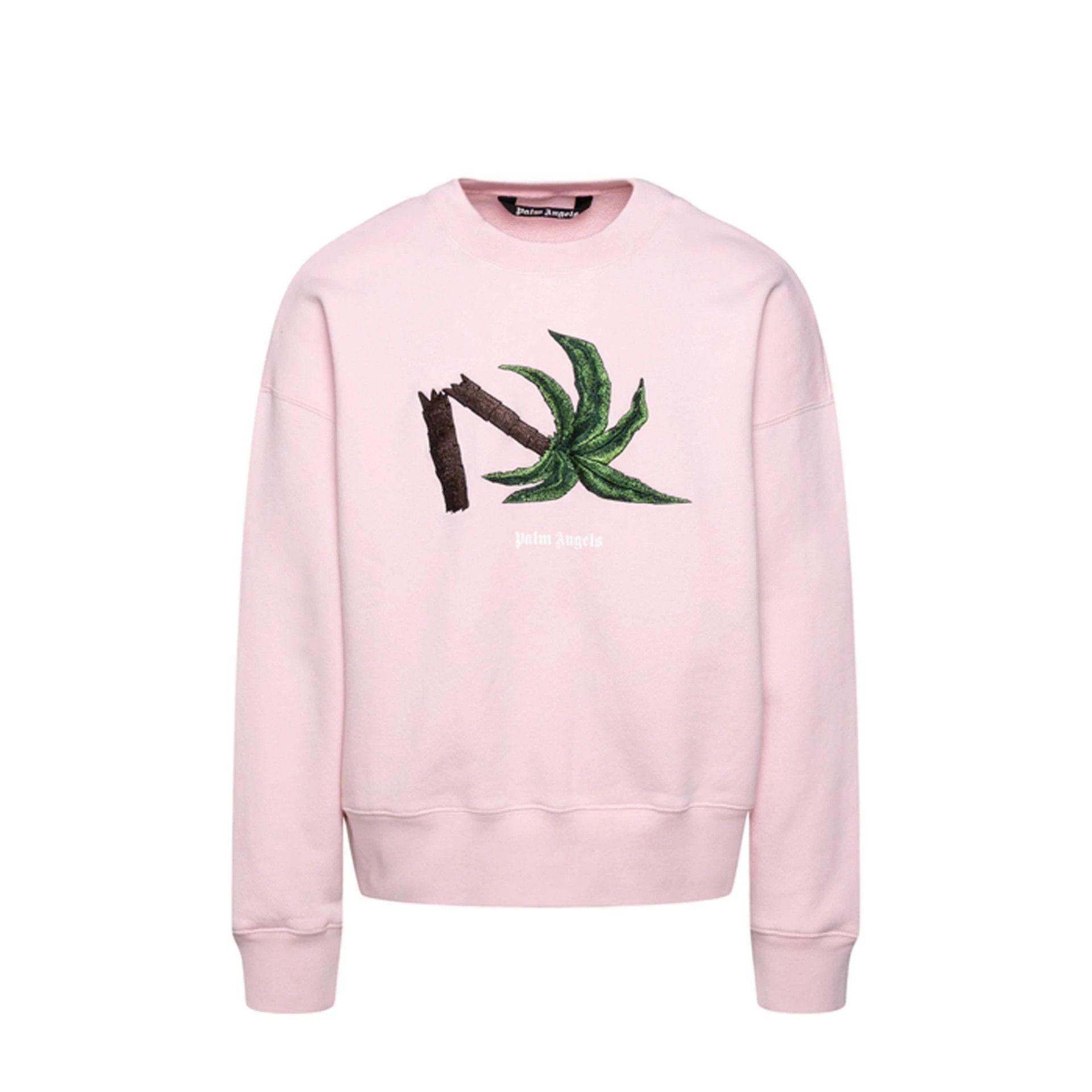 image of Palm Angels O1Mle0424 Broken Palm Sweatshirt In Pink, Men's (Size Medium)