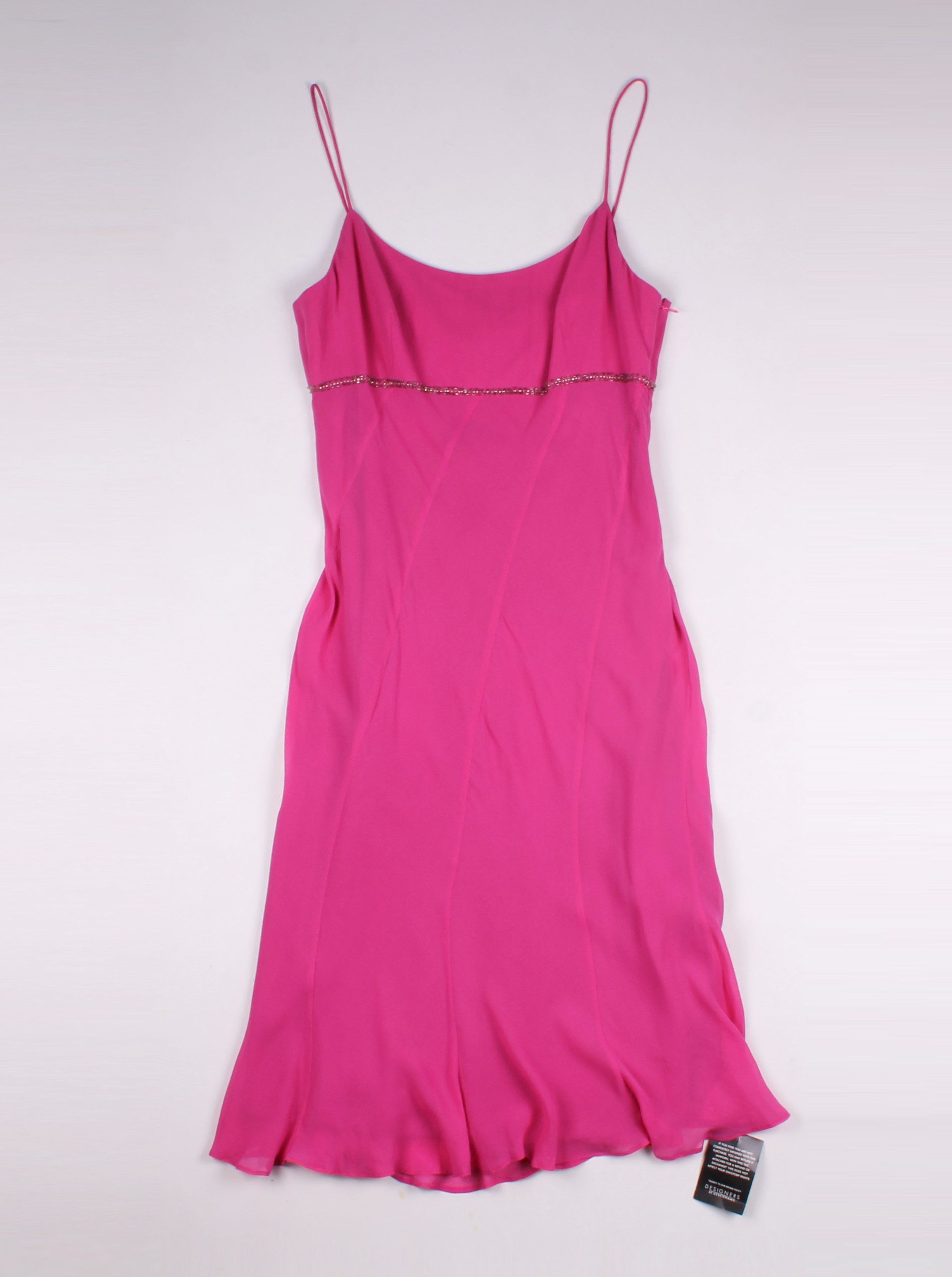 Vintage Vintage Ben De Lisi Pink Y2K Silk Beaded Midi Dress Size M / US 6-8 / IT 42-44 - 4 Thumbnail