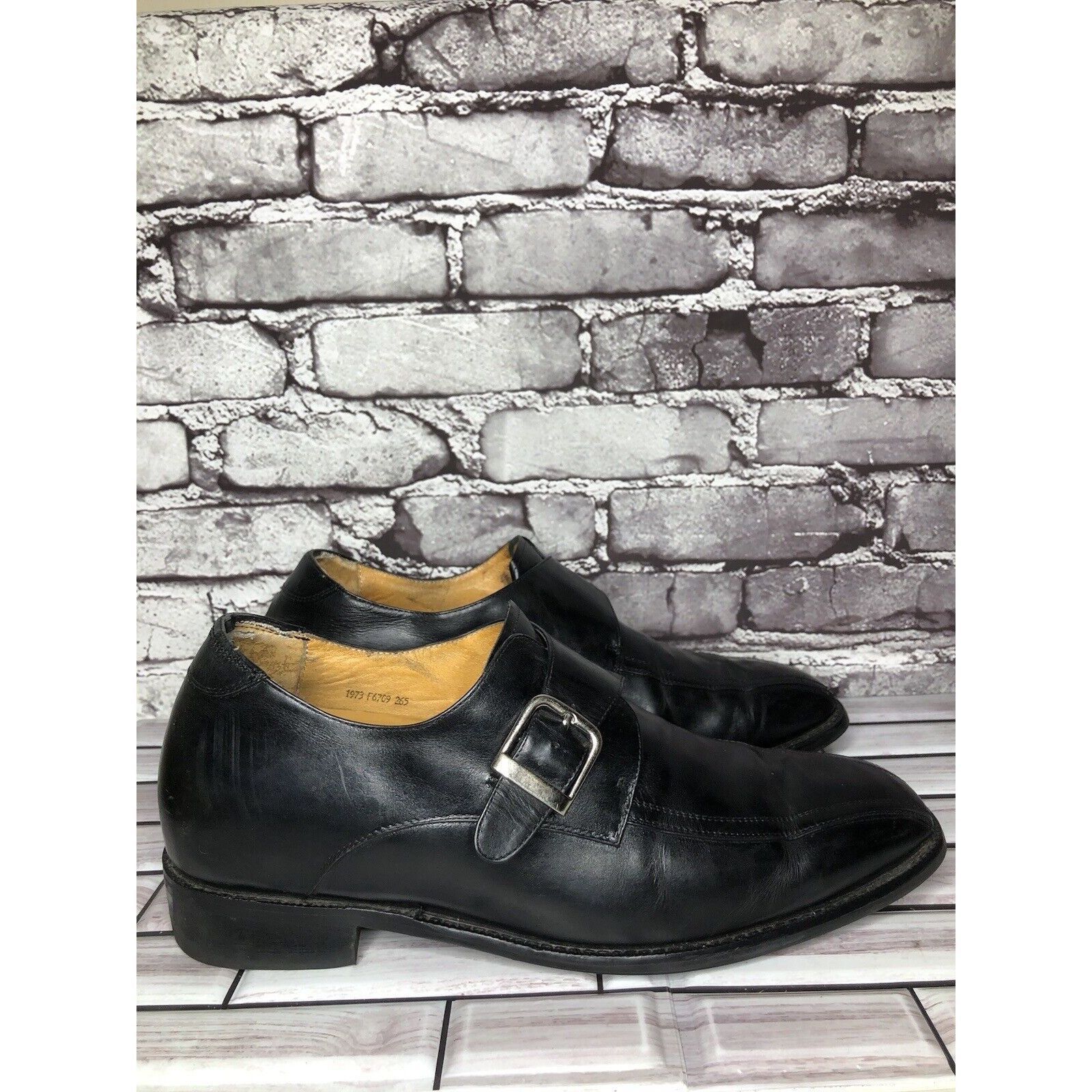 Koto Toto Black Leather Monk Buckle Strap Loafers Dress Shoes Men Size US 10.5 / EU 43-44 - 3 Thumbnail