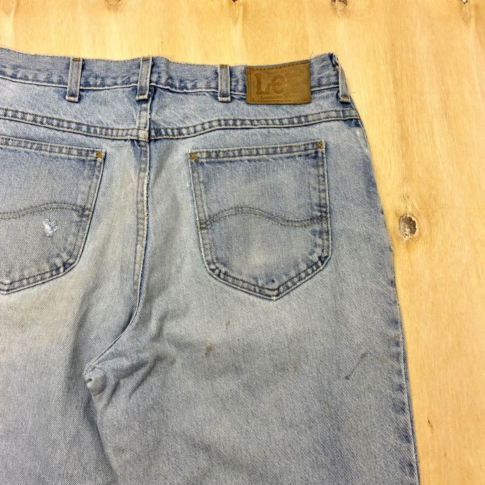 Lee Lee Jeans Mens 34x32 Regular Straight Light Wash Blue Denim Distressed Casual Size US 34 / EU 50 - 5 Thumbnail