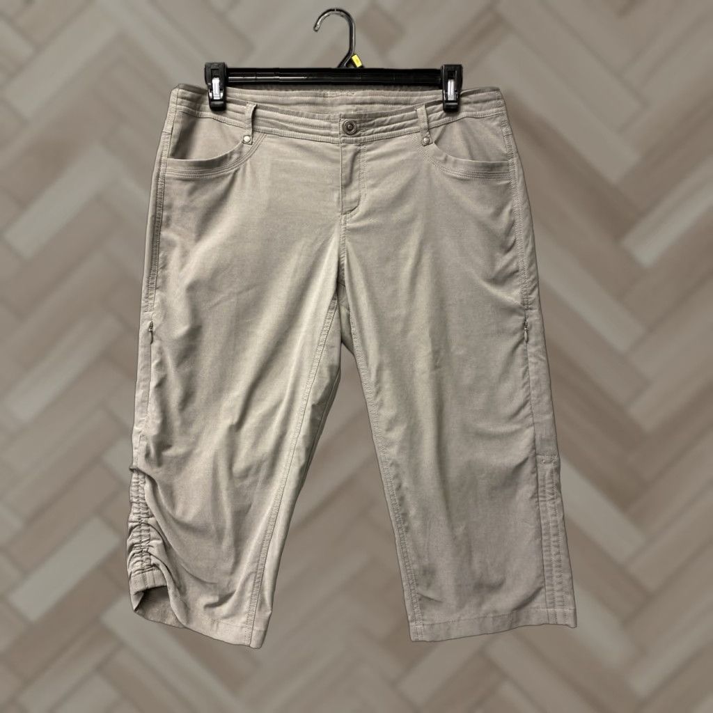 Vintage Kuhl Capri Pants 12 Gray Drawstrings Pockets Hiking Outdoor Camping Casual Travel Workwear Womens Size 34" / US 12 / IT 48 - 1 Thumbnail