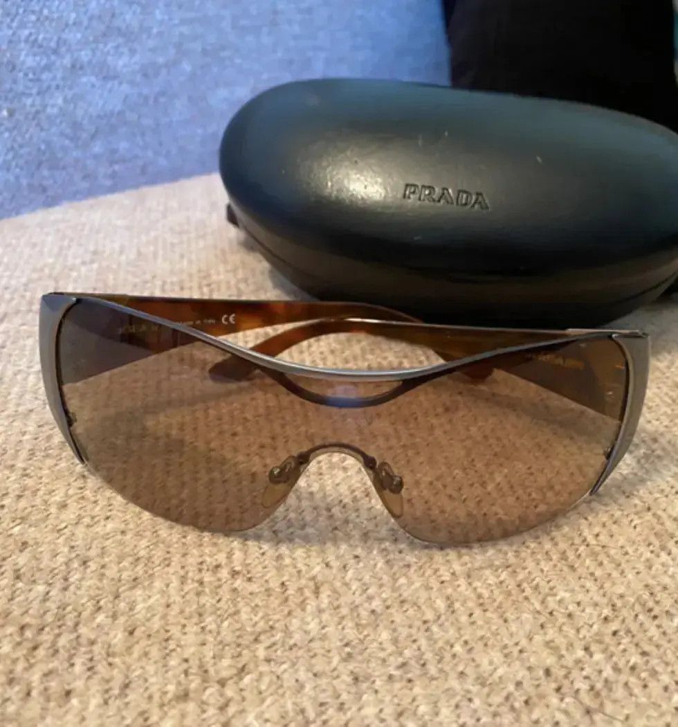 Prada × Vintage PRADA Sunglasses Rectangle Wrap Shield Symbole Star Flame Size ONE SIZE - 1 Thumbnail