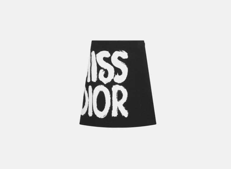Dior o1w1db11225 454J05 Flared Mini Skirt in Black/White Size 27" / US 4 / IT 40 - 1 Thumbnail