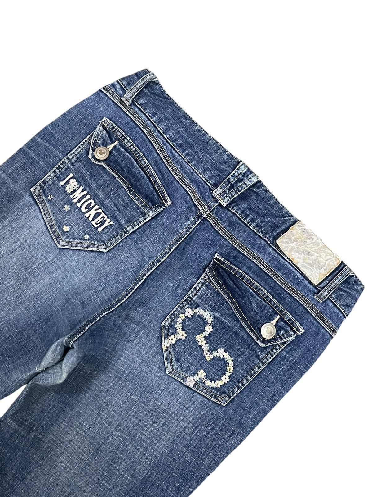 Disney Vtg Y2K Disney Mickey Mouse Embroidery Women Wide Leg Jeans Size 33" - 9 Thumbnail