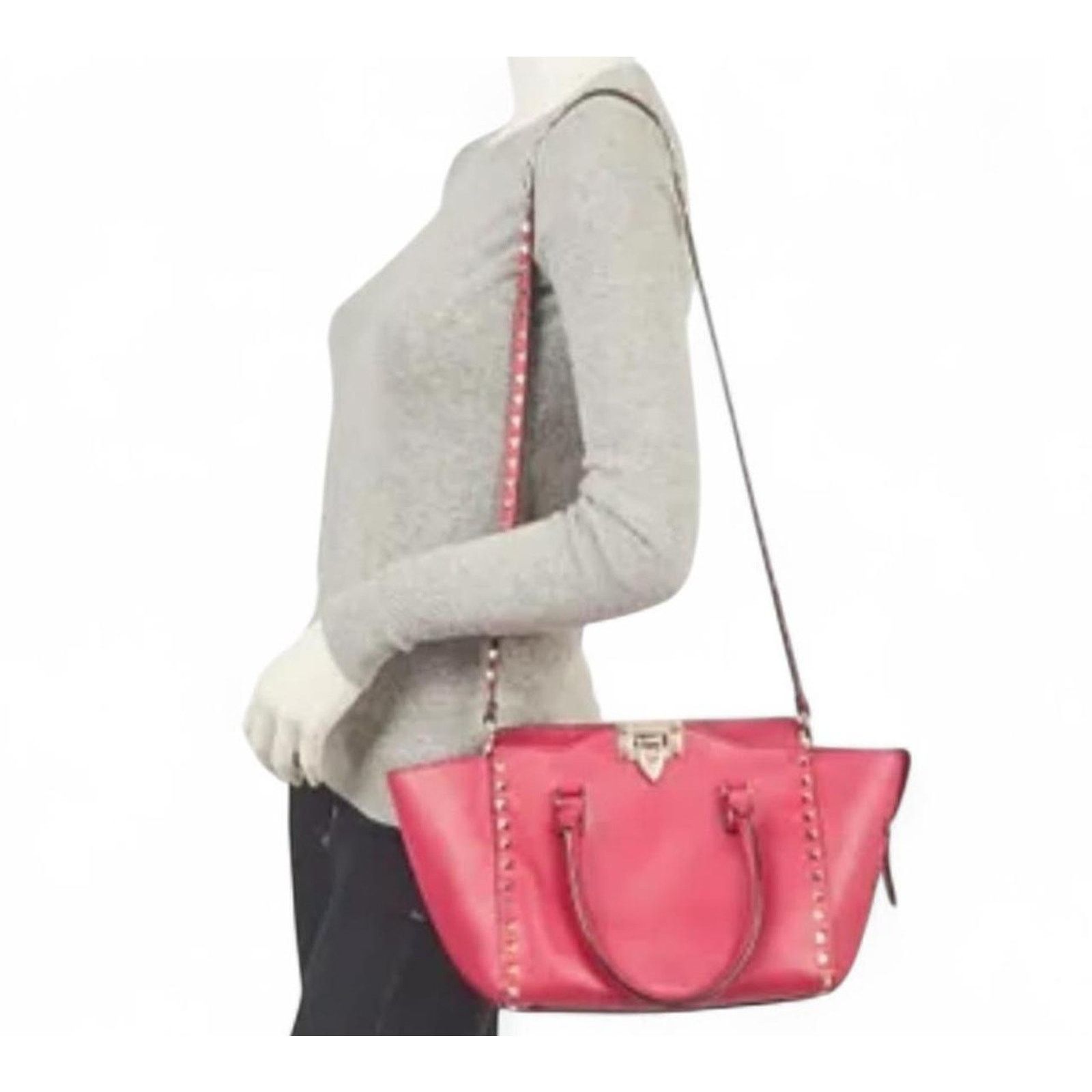 Valentino Valentino Garavani Rockstud Red Gold Studded Leather Bag Size ONE SIZE - 6 Thumbnail