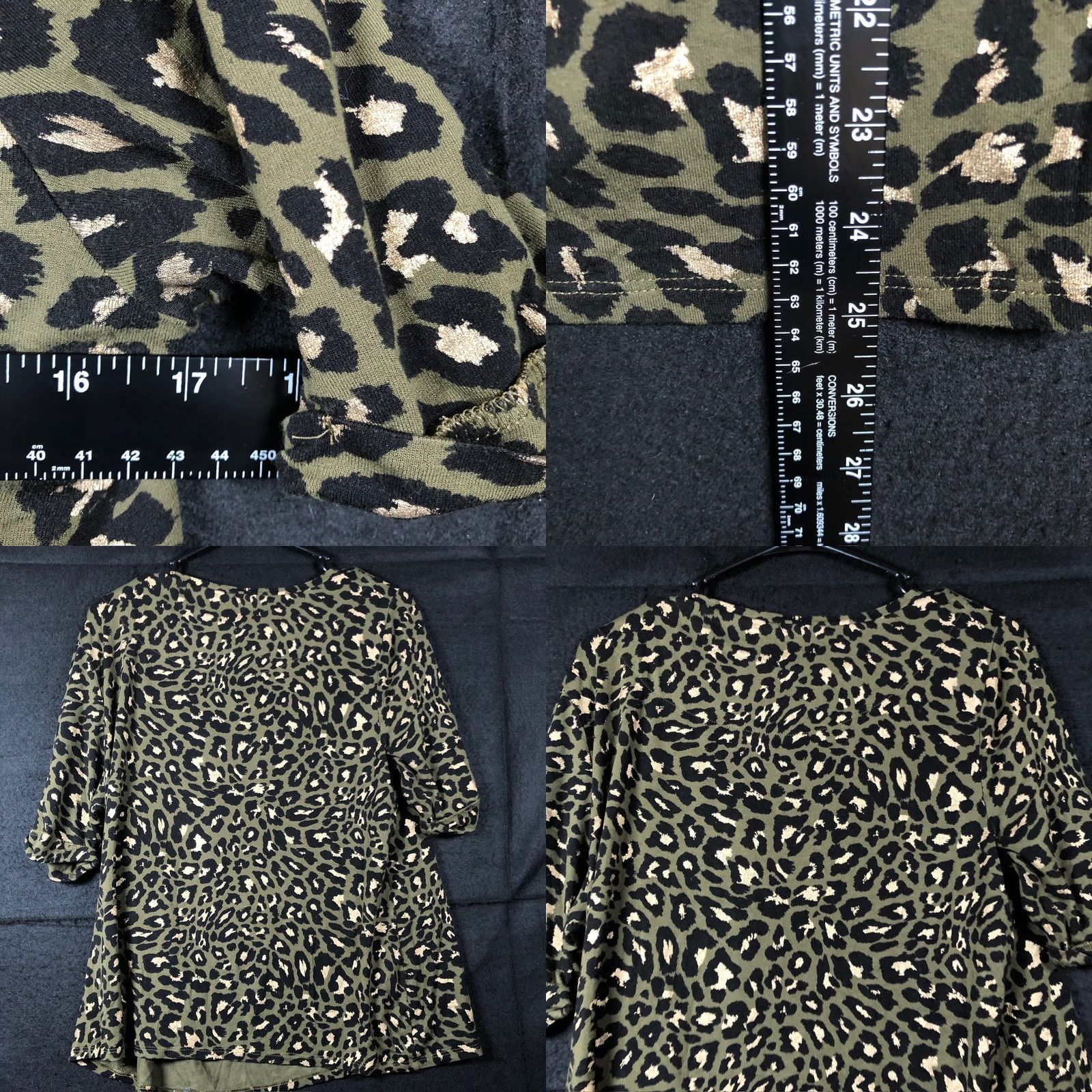 Vintage Chicos Womens Shirt Green Leopard Print Round Neck Short Sleeve Stretch L Shirts Womens Casual Workwear Travel Regular Size Size L / US 10 / IT 46 - 8 Thumbnail