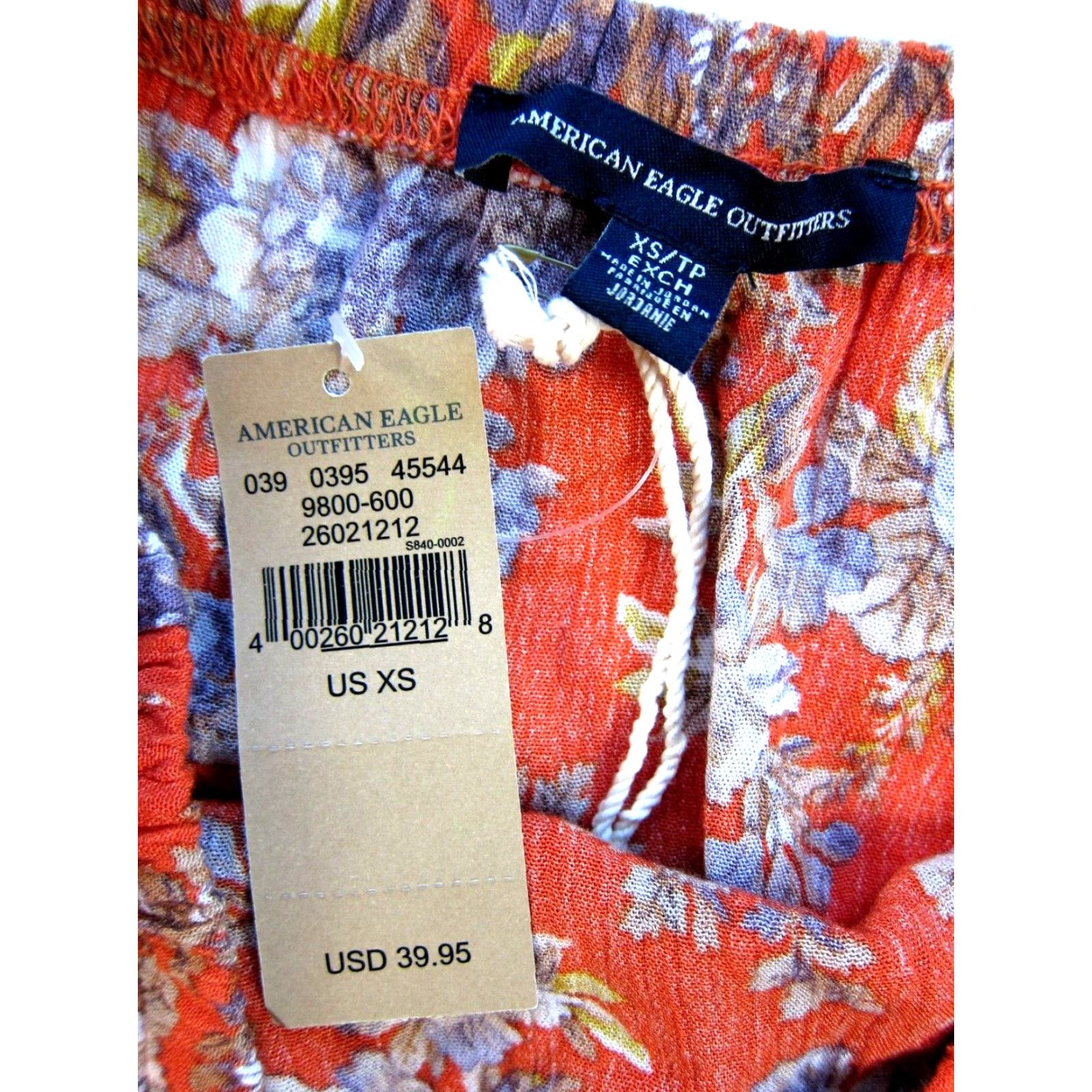 American Eagle Outfitters NWT American Eagle Outfitters Rayon Orange Floral Off Shoulder Dress XS Size XS / US 0-2 / IT 36-38 - 3 Thumbnail