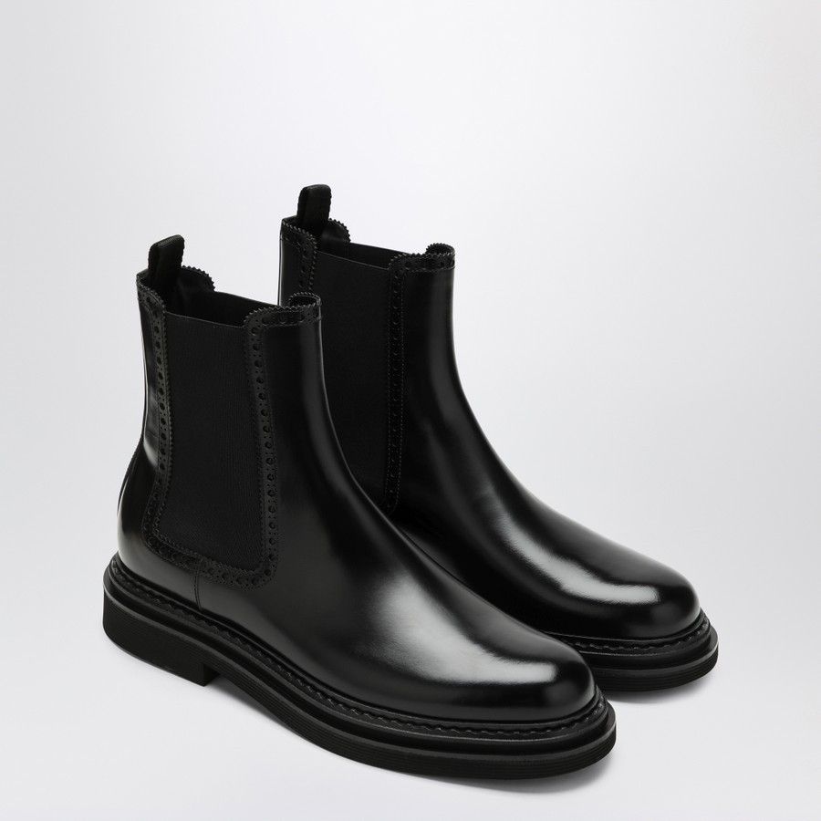 Dolce & Gabbana o1d2blof0226 Leather Ankle Boots in Black Size US 12 / EU 45 - 2 Thumbnail