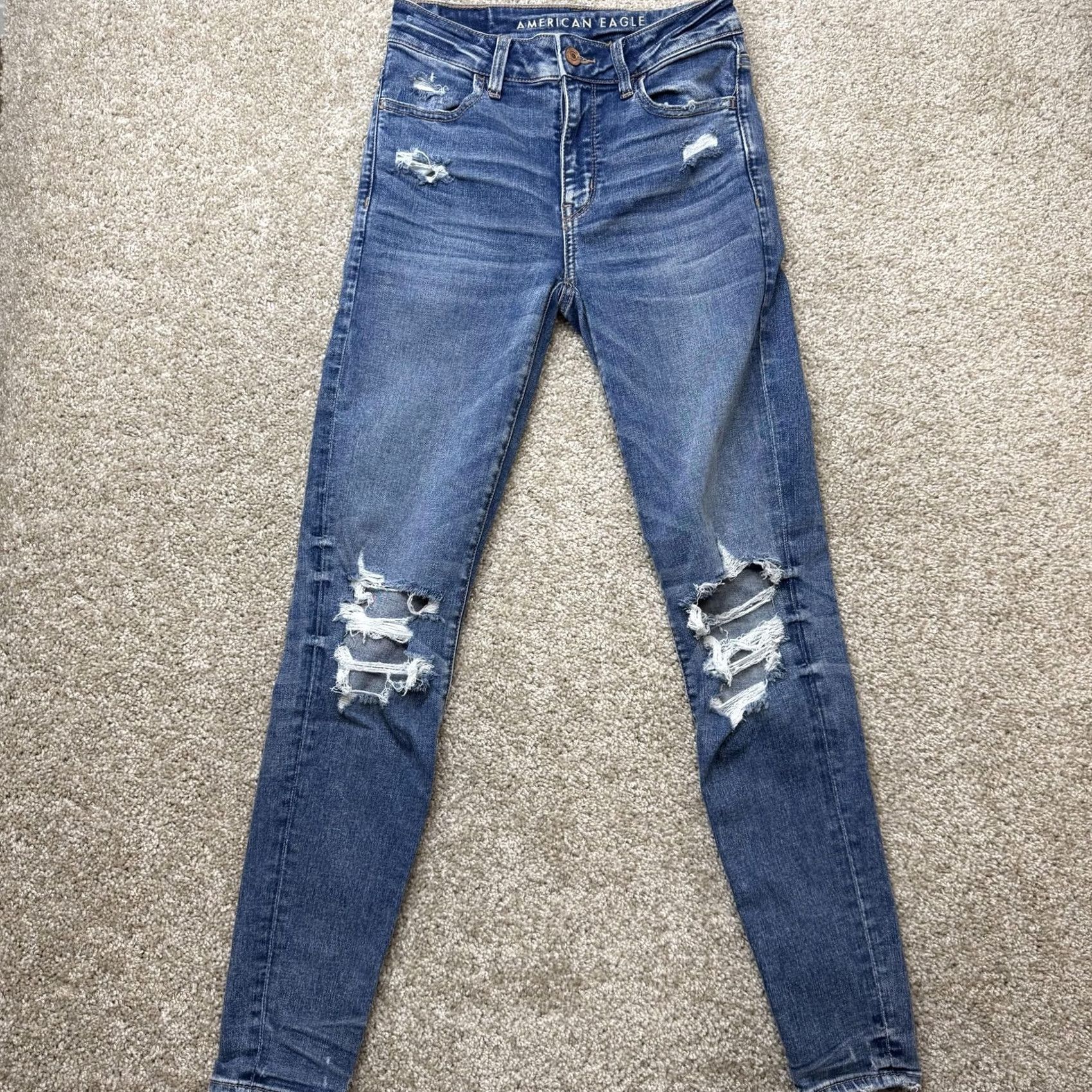 American Eagle Outfitters American Eagle Outfitters Womens 2 High Rise Jegging Jeans Med Wash Distressed Size 26" / US 2 / IT 38 - 3 Thumbnail