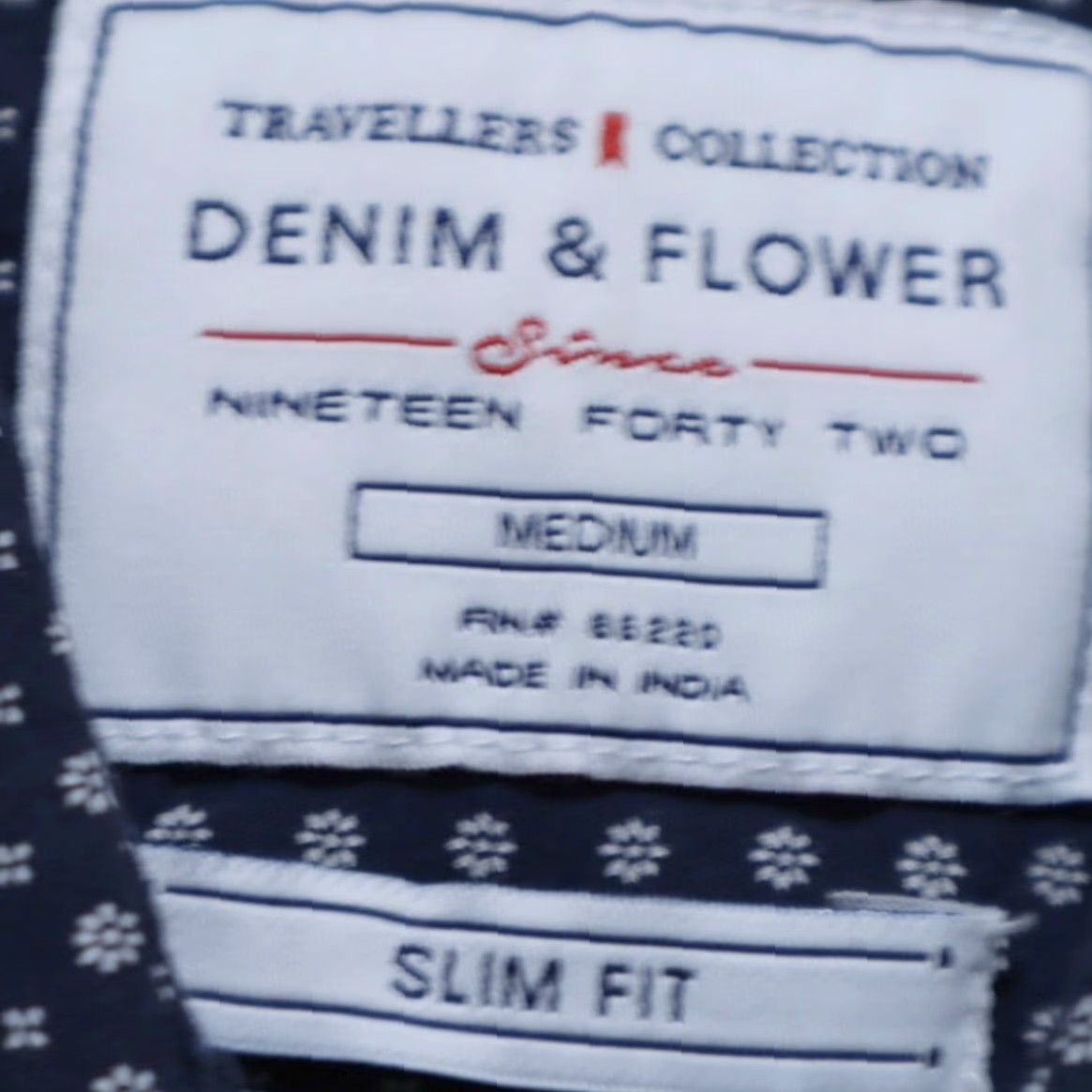 Denime Denim & Flower Shirt Denim & Flower Navy Blue Men M Denim & Flower Slim Fit Travellers Cotton Long Sleeve Button Down Shirt Men Navy Blue M Size US M / EU 48-50 / 2 - 5 Thumbnail