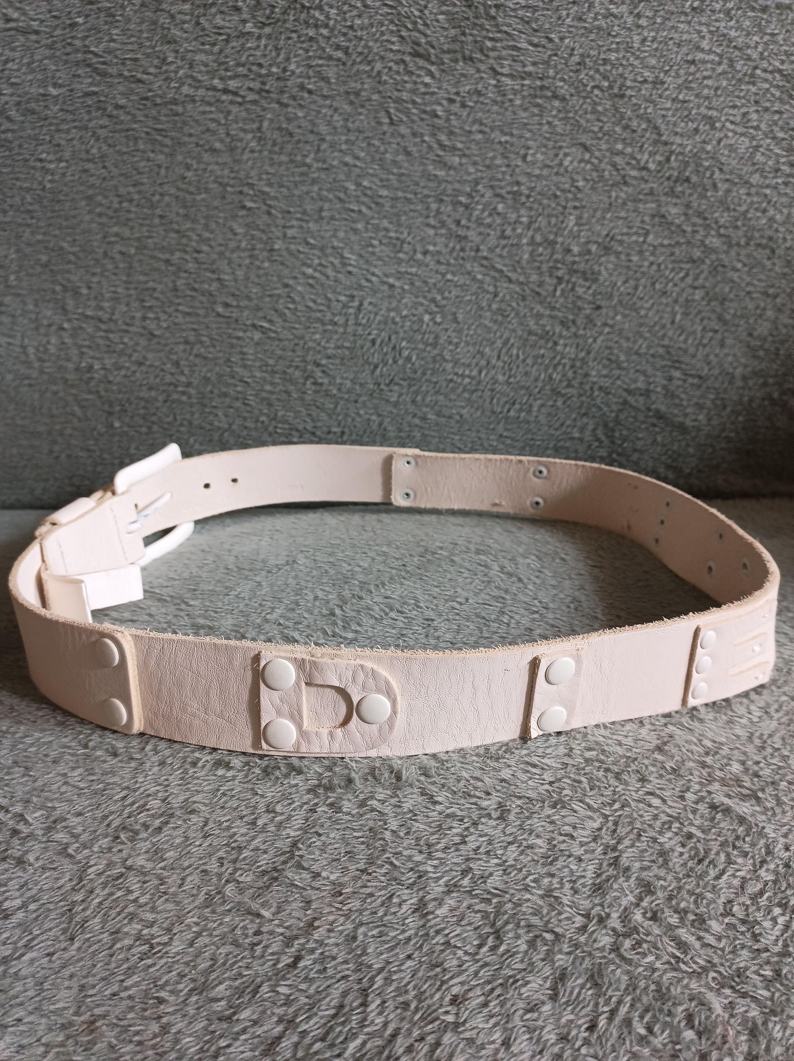 Diesel DIESEL Men's White Belt Leather Studded Size 100 Size 40 - 2 Thumbnail