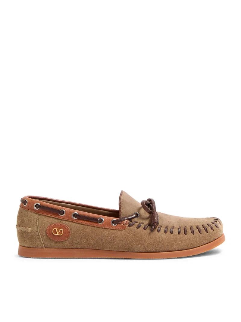 VALENTINO GARAVANI Avenue Brown Suede Boat Loafers New
