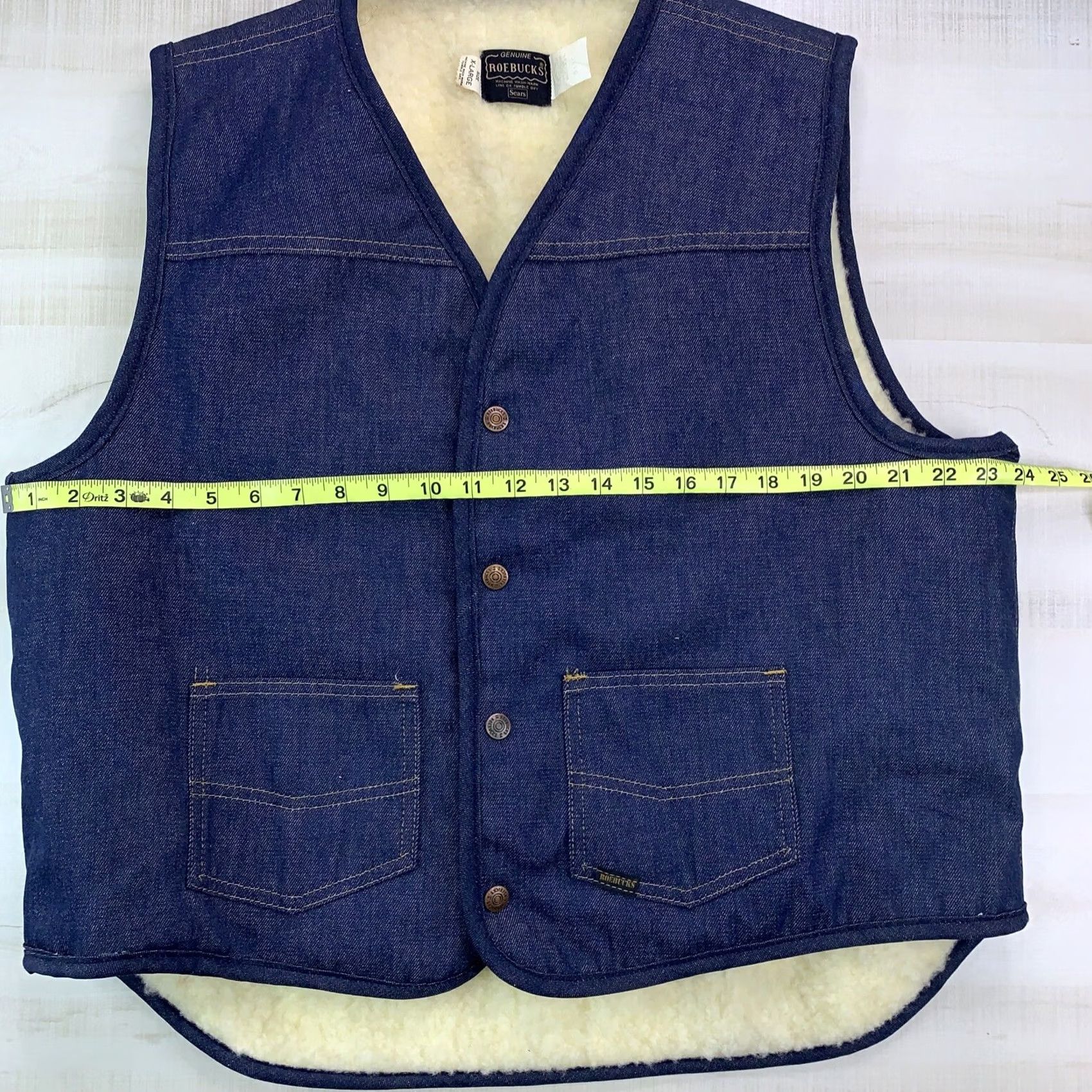 Sears VINTAGE Sears Roebucks Denim Vest Mens XL Faux Sherpa Lined Made in USA Size US XL / EU 56 / 4 - 4 Thumbnail