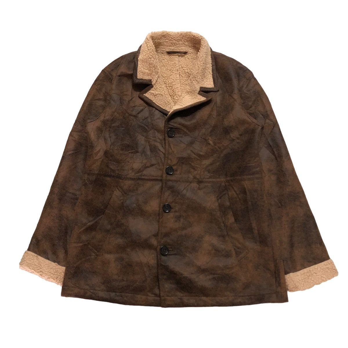 Japanese Brand 🔥VINTAGE BIKER JACKET SHEARLING BLANKET GU ISSEY MIYAKE Size US L / EU 52-54 / 3 - 1 Thumbnail