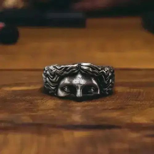 Designer × Vintage New Vintage Brass Religious Belief Jesus Head Ring Unisex Size ONE SIZE - 3 Thumbnail