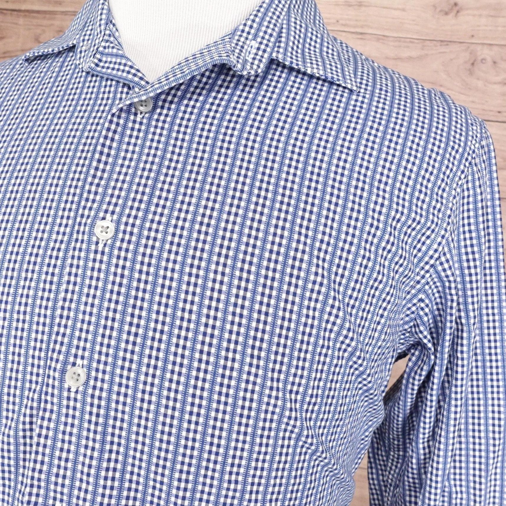 Apt. 9 APT 9 Button-Up Shirt Mens Medium Blue White Check Long Sleeve Cotton Classic Size US M / EU 48-50 / 2 - 2 Thumbnail