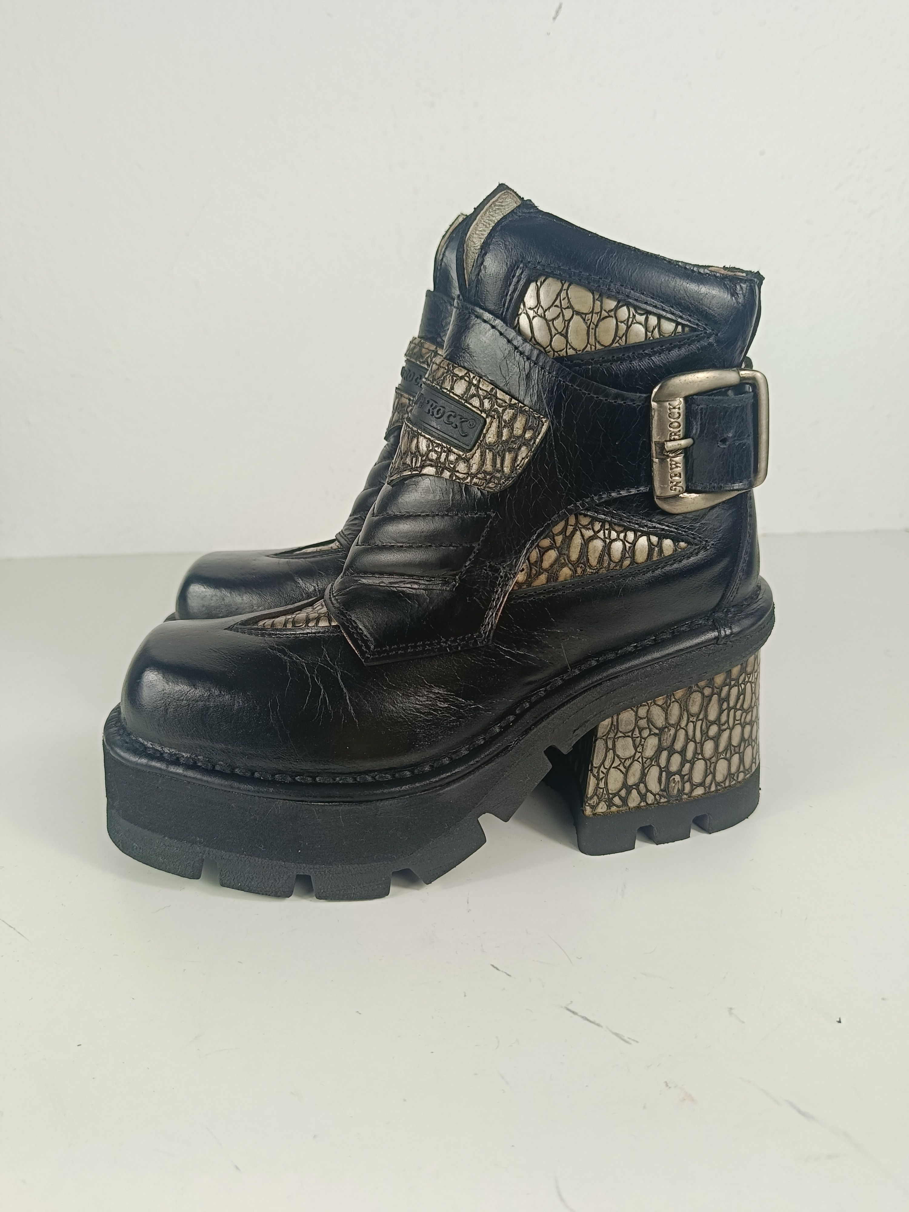 New Rock × Vintage New Rock leather boots platforms Size US 6 / IT 36 - 3 Thumbnail