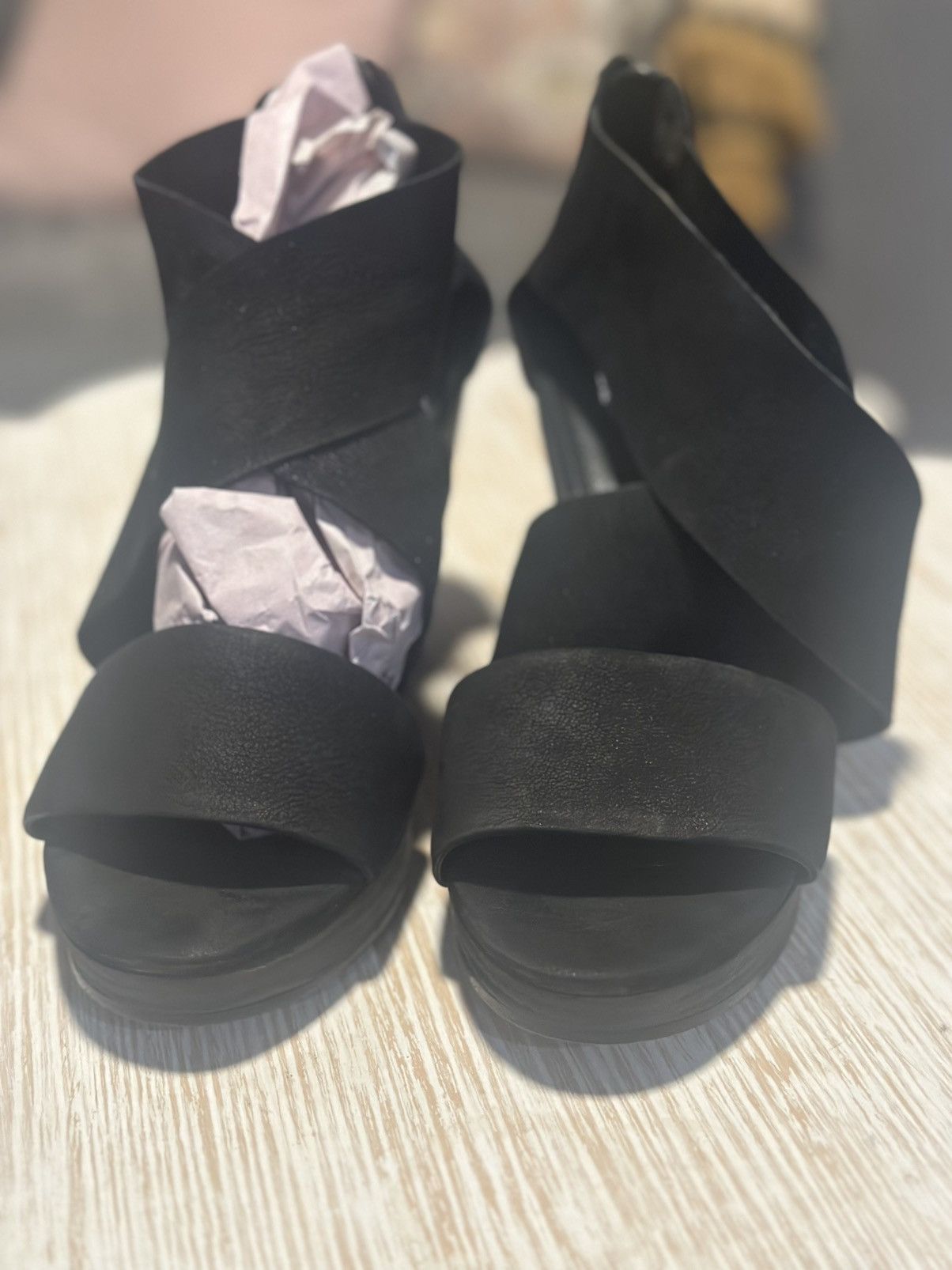Eileen Fisher Eileen Fisher Black leather heeled sandals -size 8.5 Size US 8.5 / IT 38.5 - 1 Thumbnail