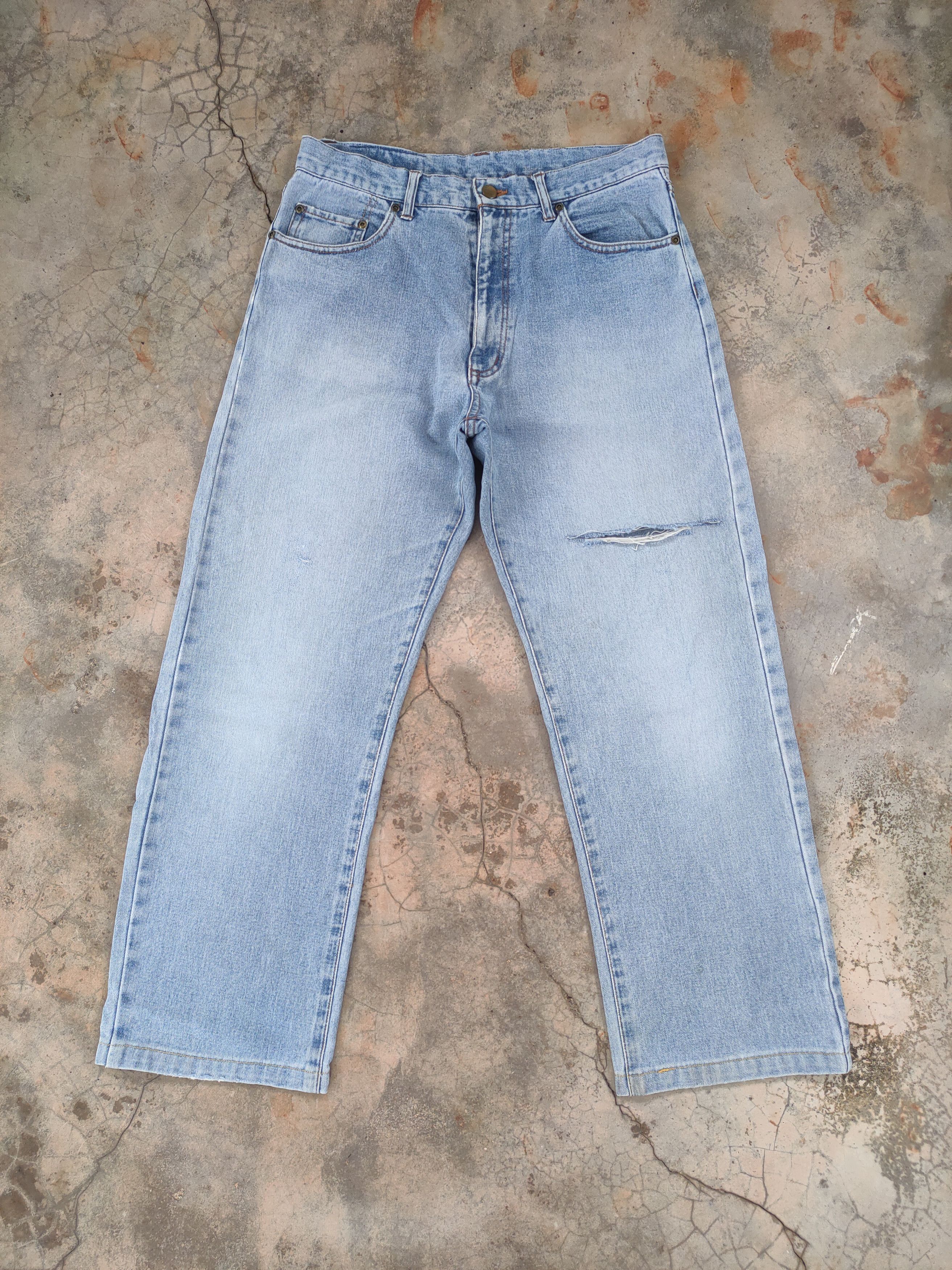 Japanese Brand × Jean × Vintage W32 VINTAGE JAPANESE FADED DISTRESSED RIPPED JEAN PANTS Size US 32 / EU 48 - 1 Thumbnail