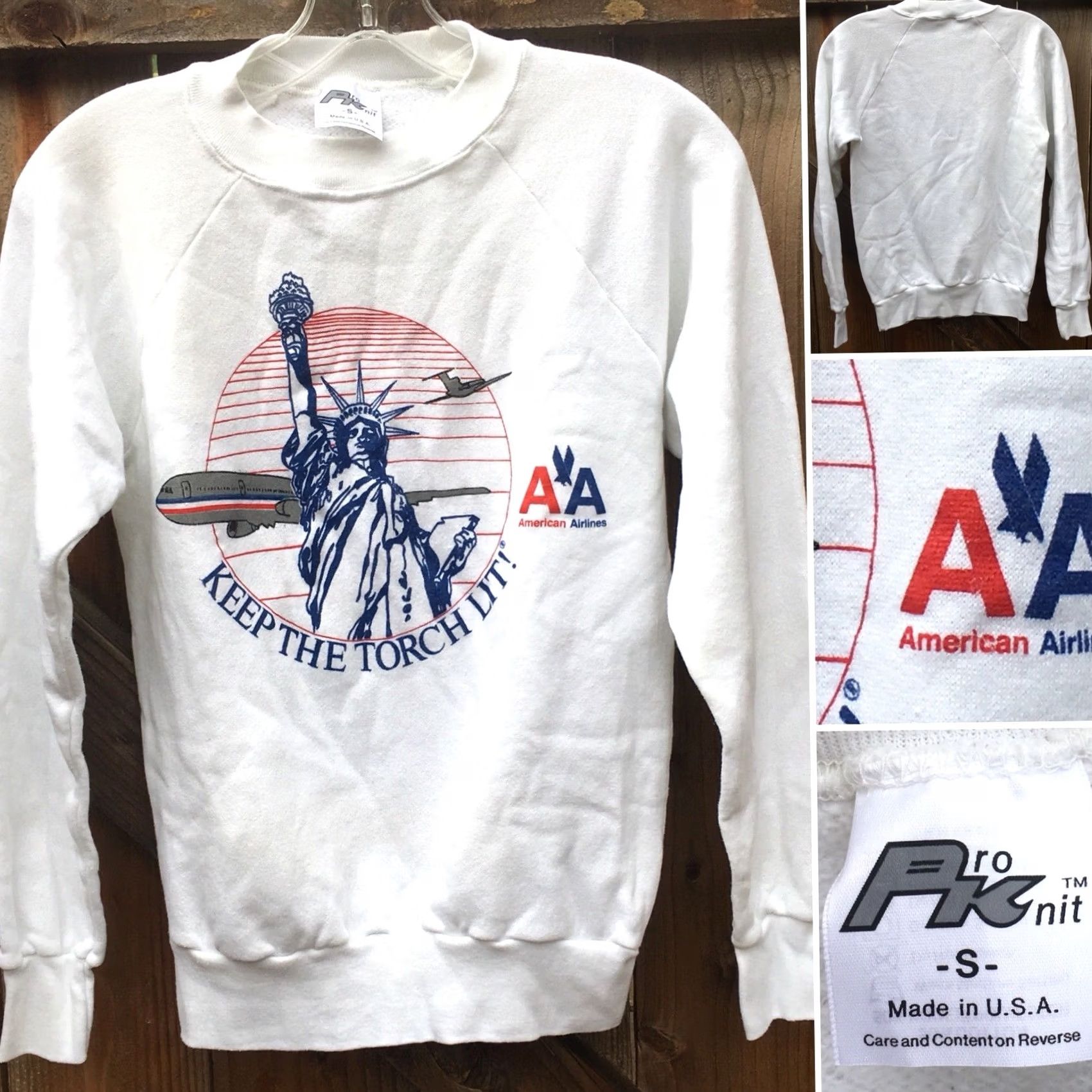 Vintage VINTAGE Pro Knit Sweatshirt Shirt S White Graphic Print USA Transportation Statue Of Liberty 80s 1980s Mens Boys Womens Size US S / EU 44-46 / 1 - 7 Thumbnail