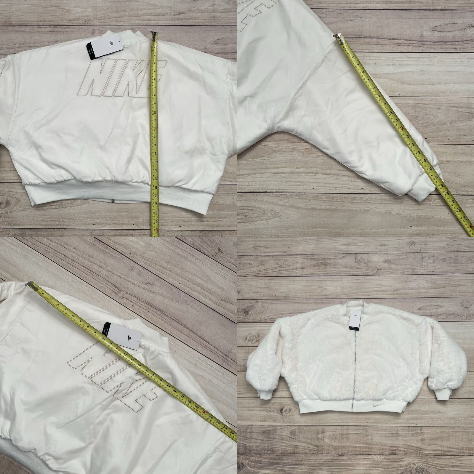 Nike VINTAGE? No – ignore. Reversible Faux Fur Satin Bomber Jacket Nike Women M White NWT FB8692-133 jacket Size M / US 6-8 / IT 42-44 - 8 Thumbnail