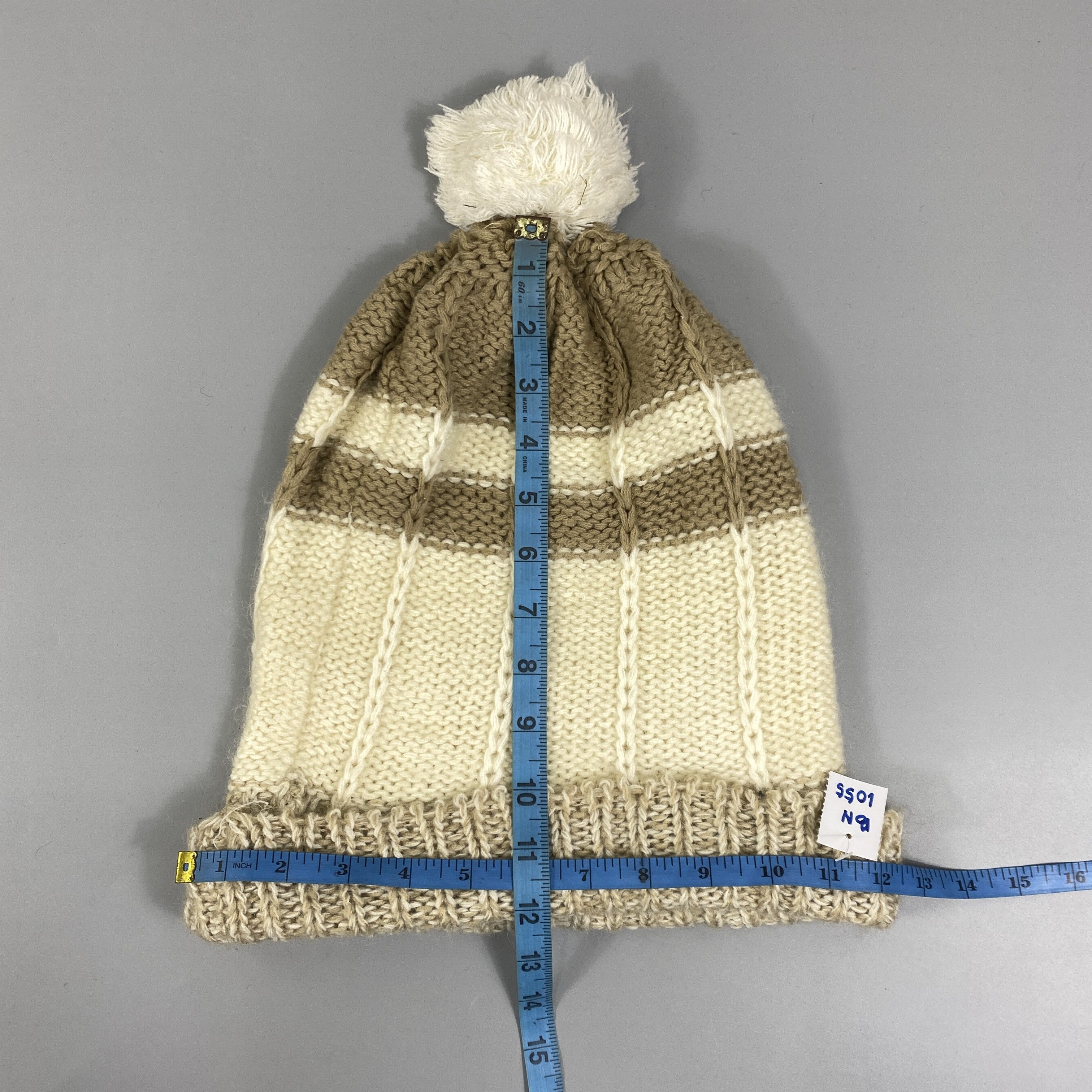 Japanese Brand Slouchy Knitted Beanie Hats Pom Pom -BN1055 Size ONE SIZE - 5 Thumbnail