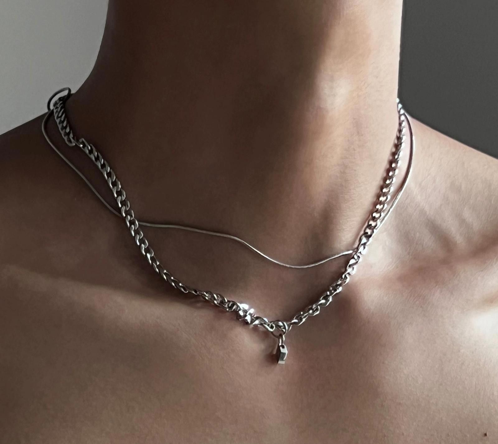 Jewelry Silver Layered Chain Necklace, Pendant Charm Necklace Size ONE SIZE - 1 Thumbnail