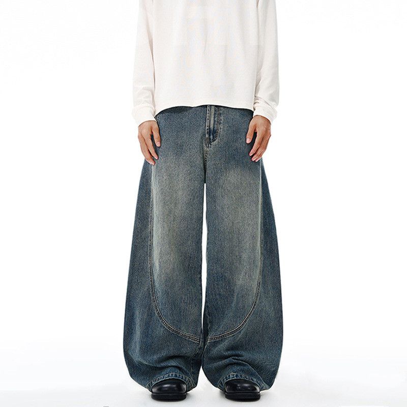 Japanese Brand American high street men's washed distressed curved jeans Size US 32 / EU 48 - 1 Thumbnail