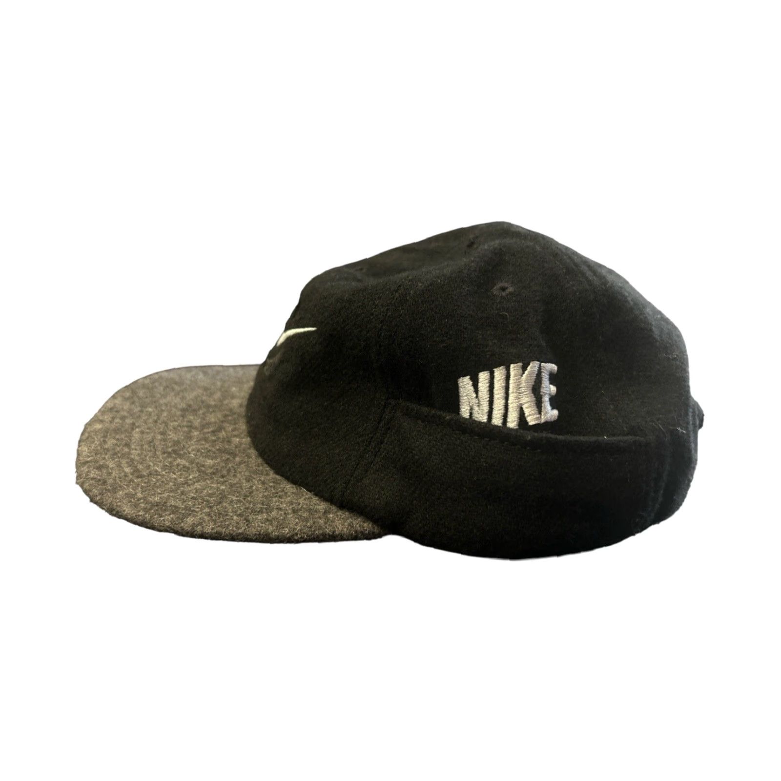Nike VINTAGE Nike Black Wool Strap Back Hat Adult OSFA 90s Made in USA Baseball Cap Mens Size ONE SIZE - 4 Thumbnail