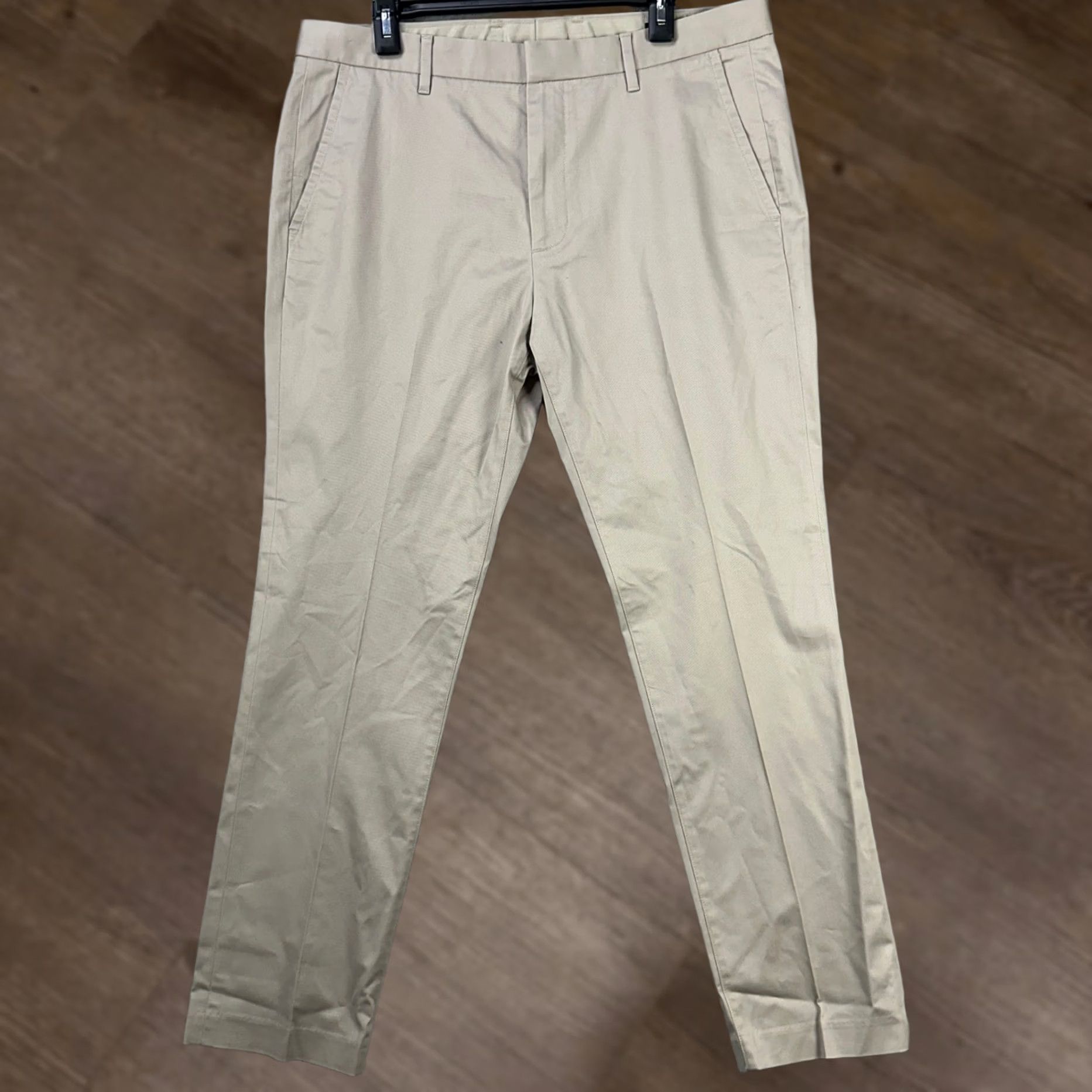 Bonobos Bonobos Wednesday Men Khaki Pants 35X30 Beige Flat Front Straight Tailored NEW Size US 35 - 1 Thumbnail
