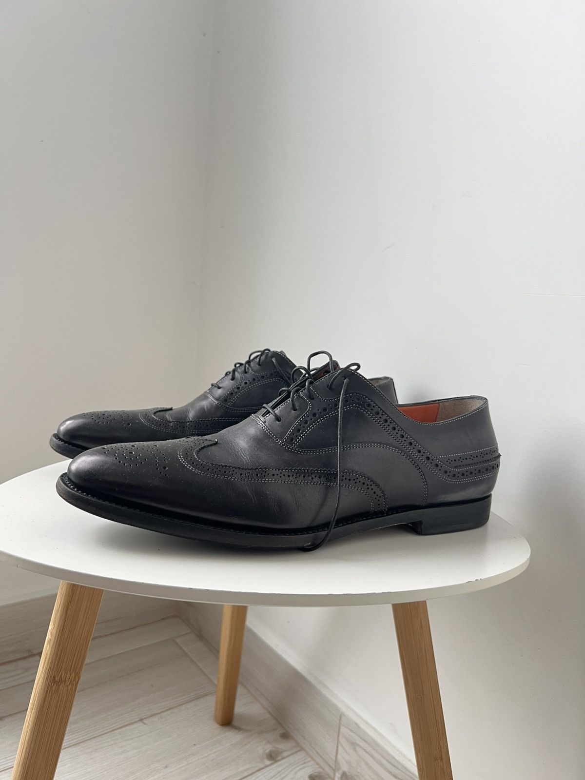 Authentic Santoni Dress Leather Oxford Lace Up Shoes Used