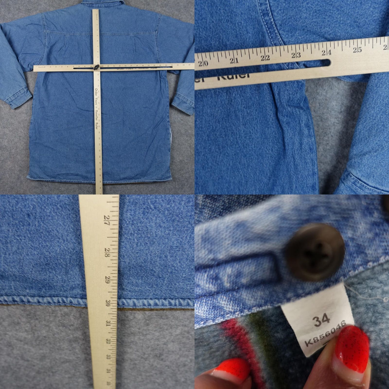 Denime Wolverine Jacket Mens Large Blue Denim Fleece Lined Button Up Workwear Insulated Size US L / EU 52-54 / 3 - 8 Thumbnail