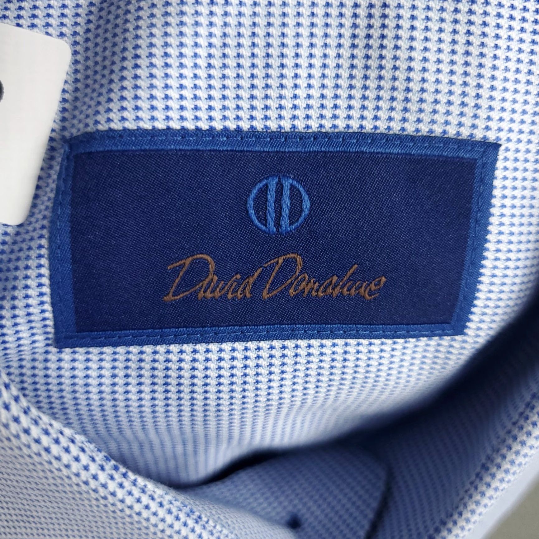 David Donahue David Donahue Dress Shirt Mens Size 17 Blue Button-Up Long Sleeve Non-Iron Cotton Size 46R - 7 Thumbnail