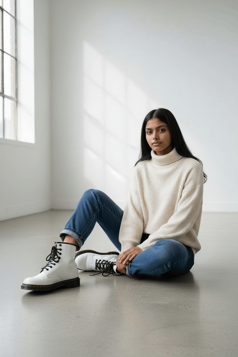 Dr. Martens Dr. Martens 1460 White Leather Boots-FASHIONELLA Size US 7 / IT 37 - 1 Thumbnail