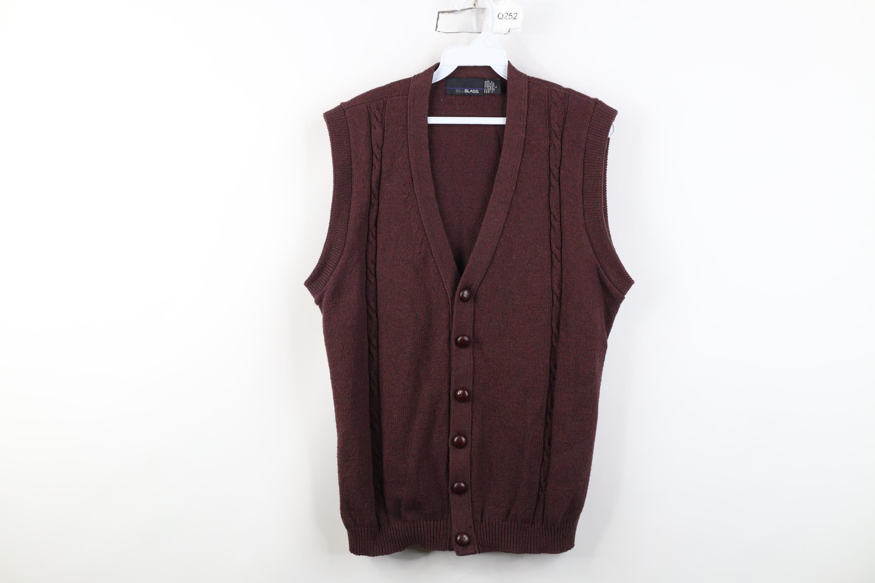 Vintage Vintage 90s Streetwear Ribbed Cable Knit Sweater Vest Red Size US L / EU 52-54 / 3 - 1 Thumbnail