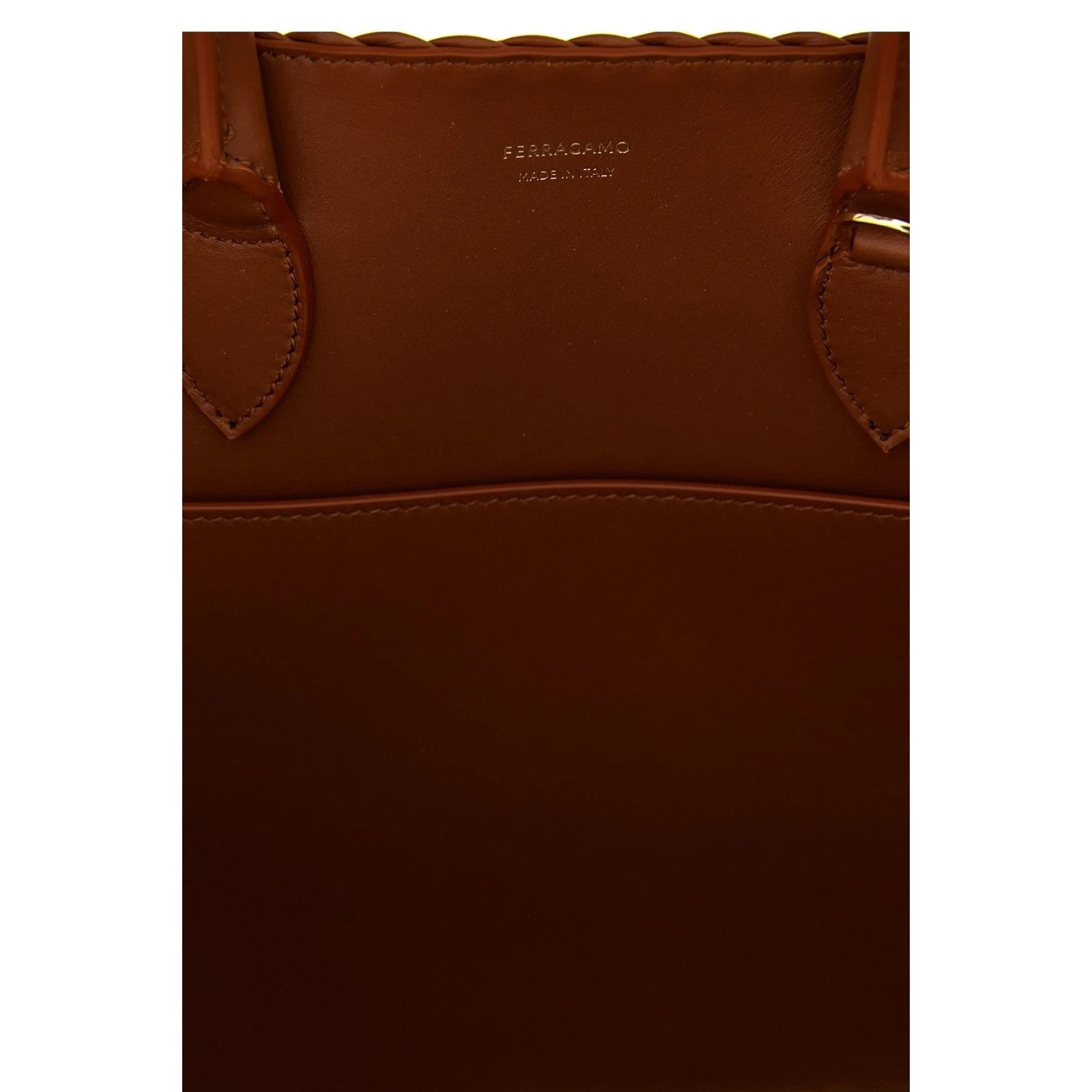 Salvatore Ferragamo FERRAGAMO Hug Th S Brown Woven Leather Top Handle Bag New & Size ONE SIZE - 4 Thumbnail
