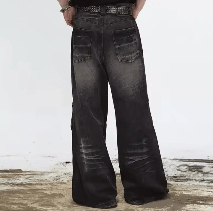 Jean Wash-faded distressed wide-leg jeans Size US 32 / EU 48 - 5 Thumbnail
