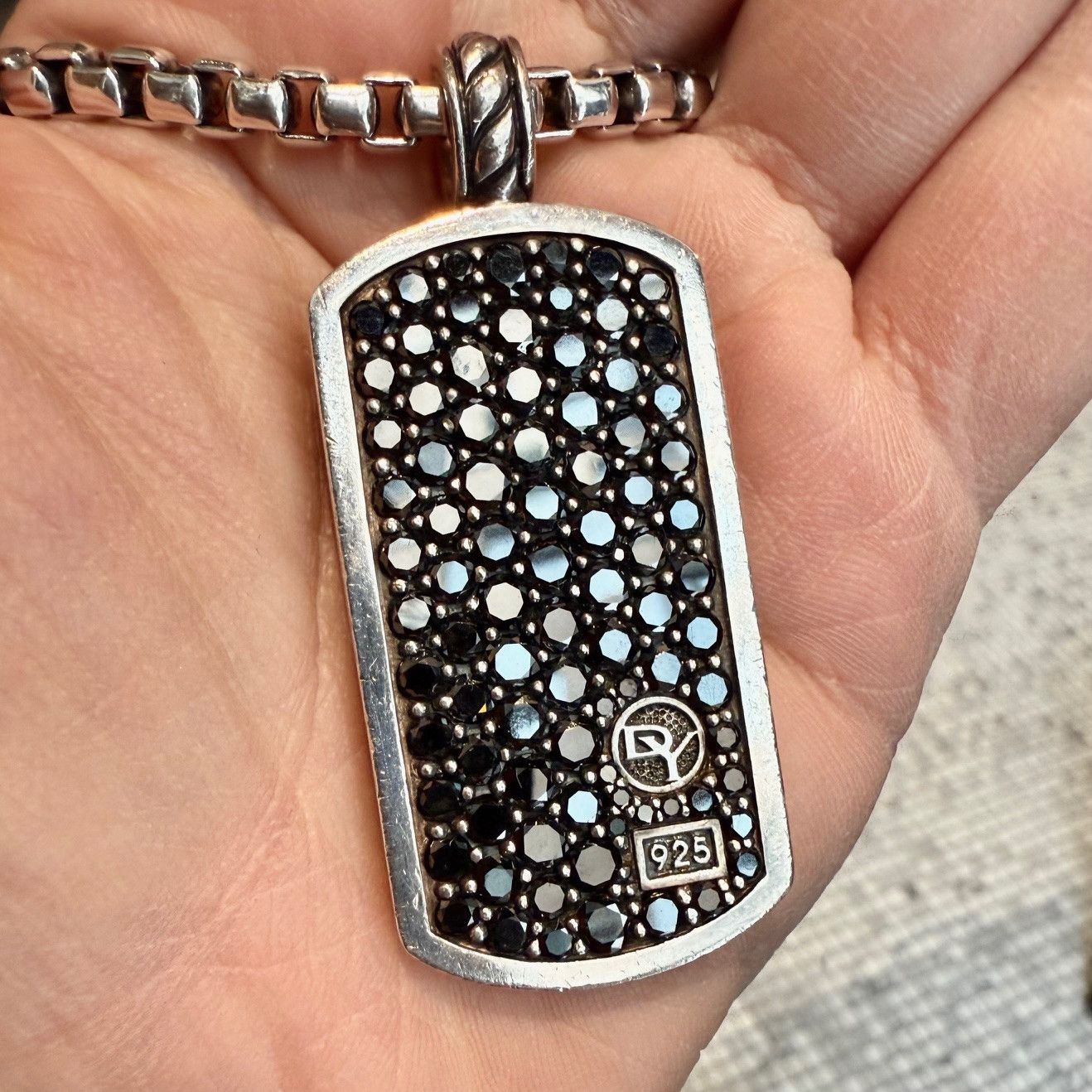 David Yurman David Yurman Box Chain Black Diamond Pavé Dog Tag Necklace Size ONE SIZE - 5 Thumbnail