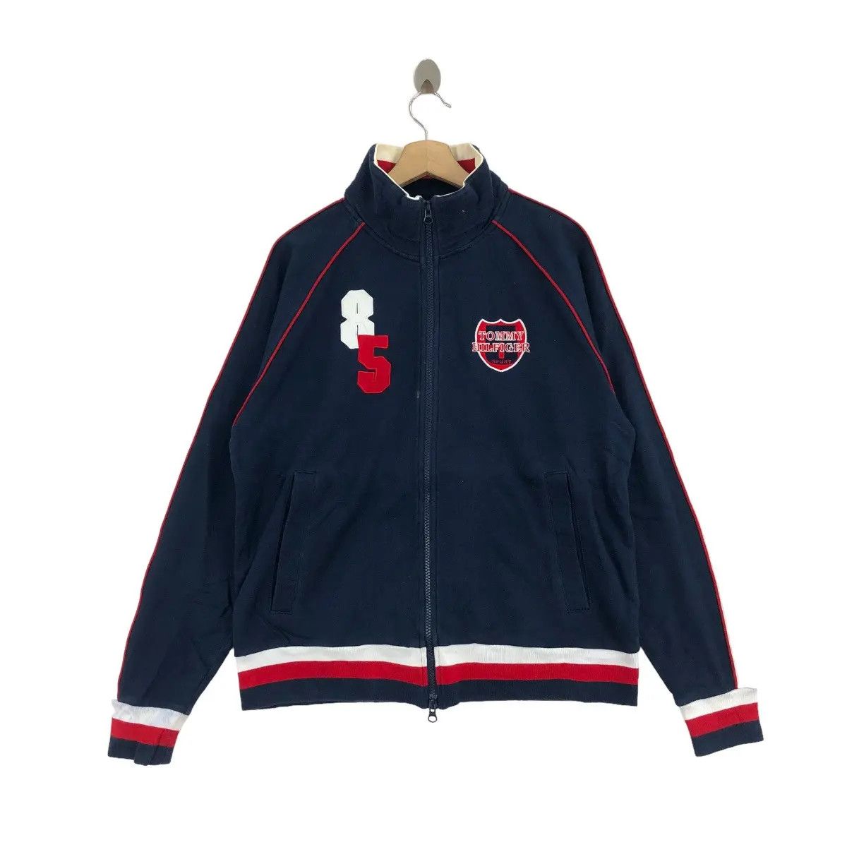Tommy Hilfiger Vtg TOMMY HILFIGER SPORT Collection Crest Zipper Sweater Size US L / EU 52-54 / 3 - 1 Thumbnail