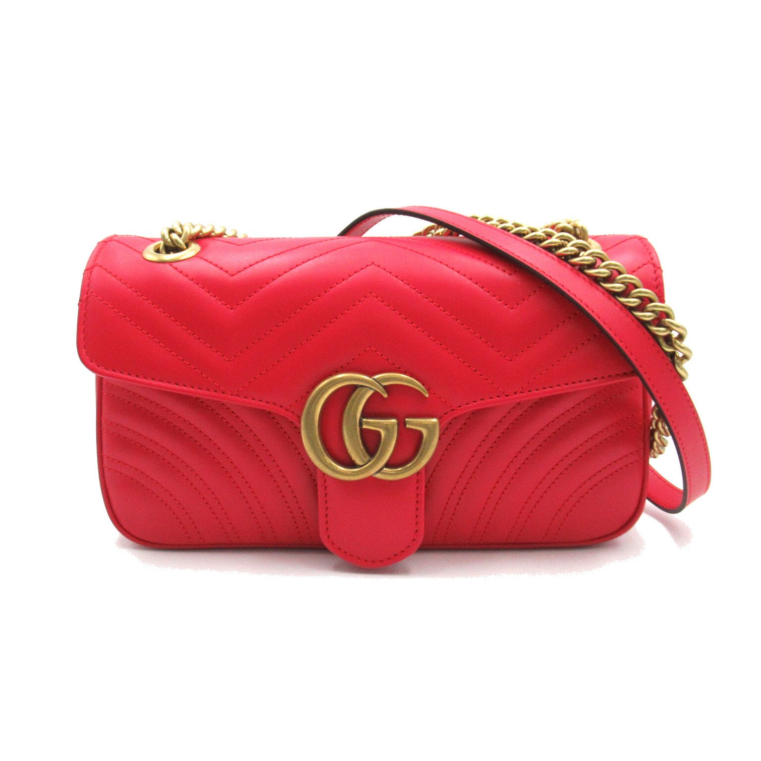 image of Gucci GG Marmont Small Shoulder Bag Leather Red, Women's