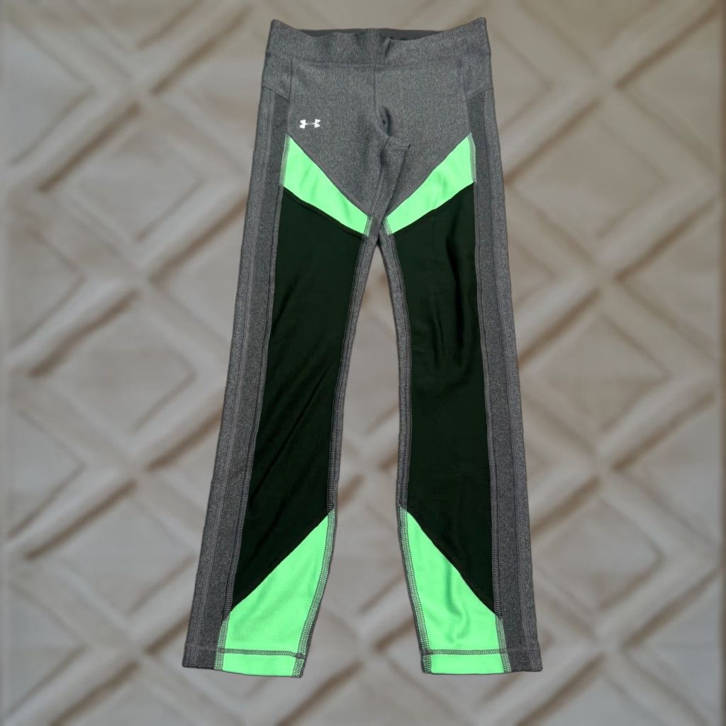 Under Armour Under Armour HeatGear Compression Leggings Womens XS Color Block Gray Black Green Size 26" / US 2 / IT 38 - 1 Thumbnail
